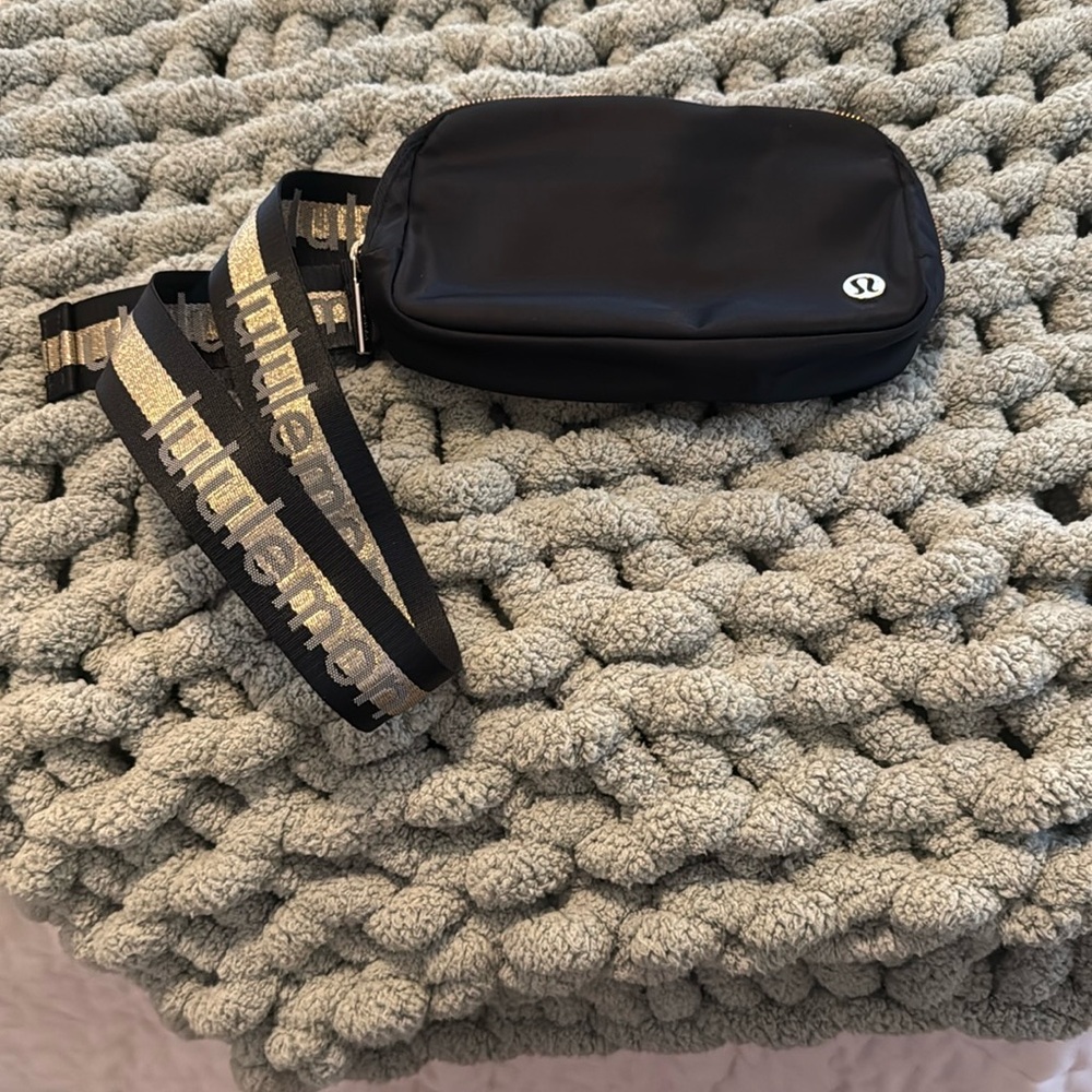 Lululemon Black Bag with Gold Zipper